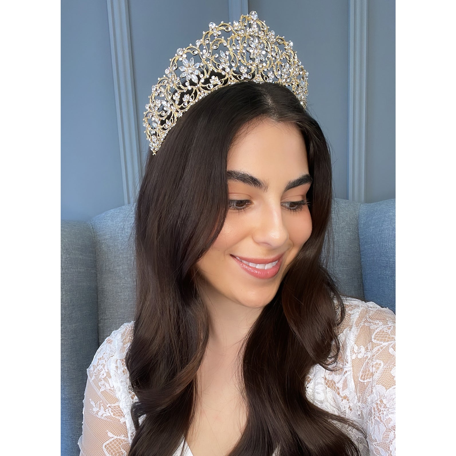 Edith Bridal Crown Hair Accessories - Tiara & Crown    