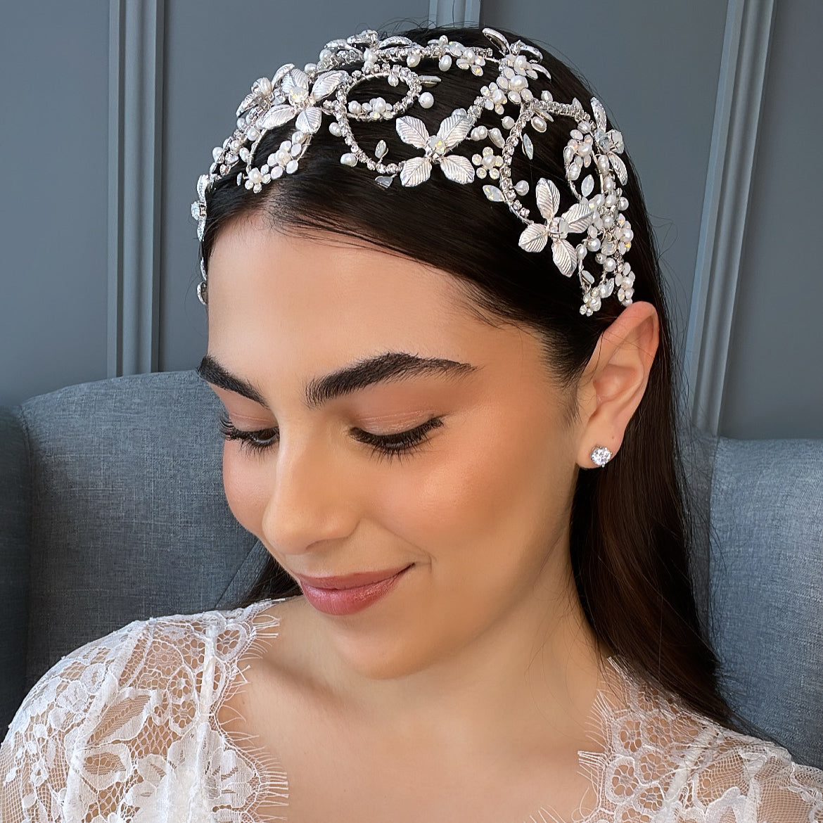 Louanna Flat Headpiece - Silver Hair Accessories - Headpieces    