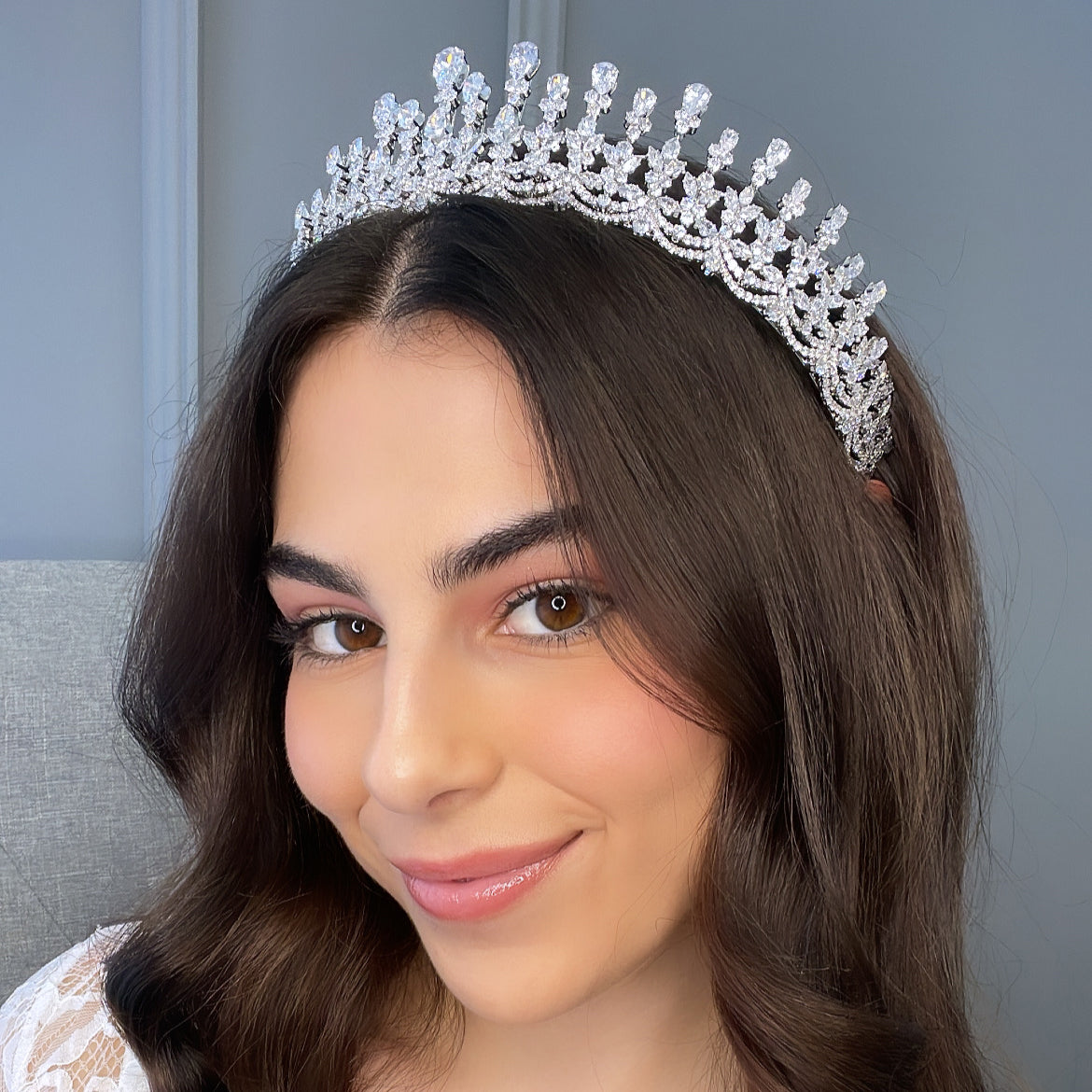 Emaline Crystal Bridal Crown Hair Accessories - Tiara & Crown