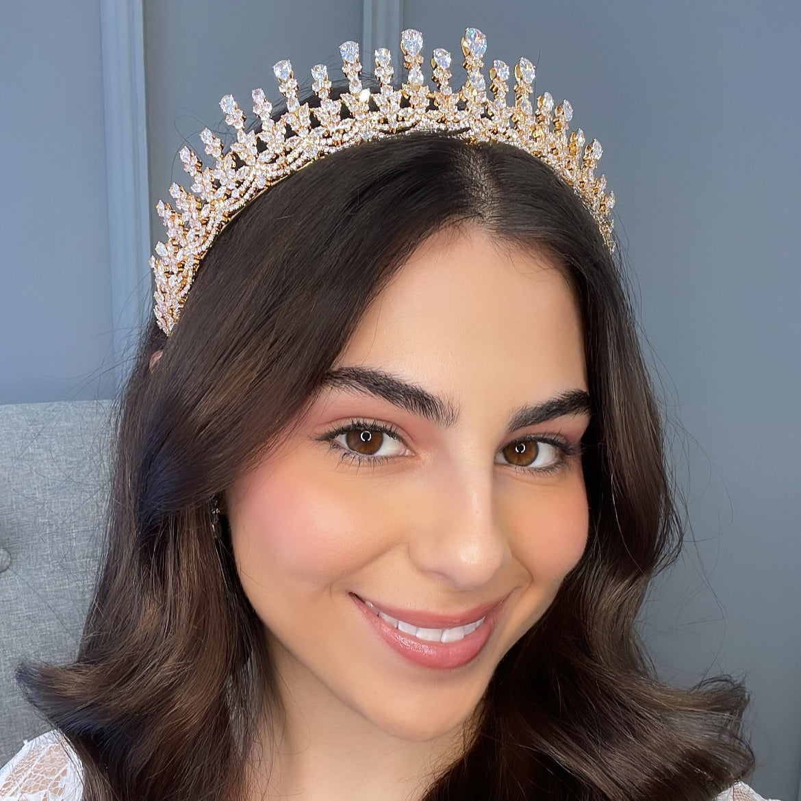 Emaline Crystal Bridal Crown Hair Accessories - Tiara & Crown