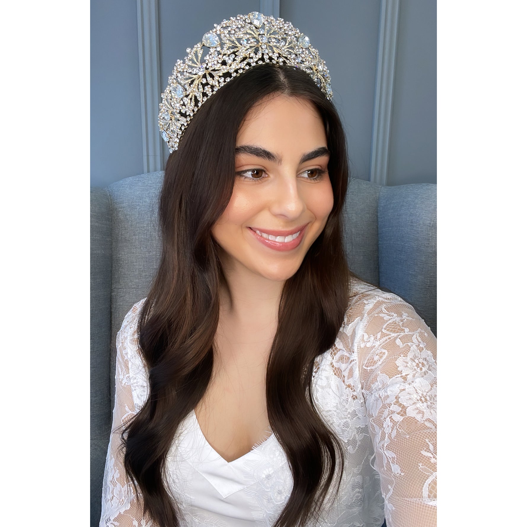 Milica Bridal Crown Hair Accessories - Tiara & Crown  Gold  