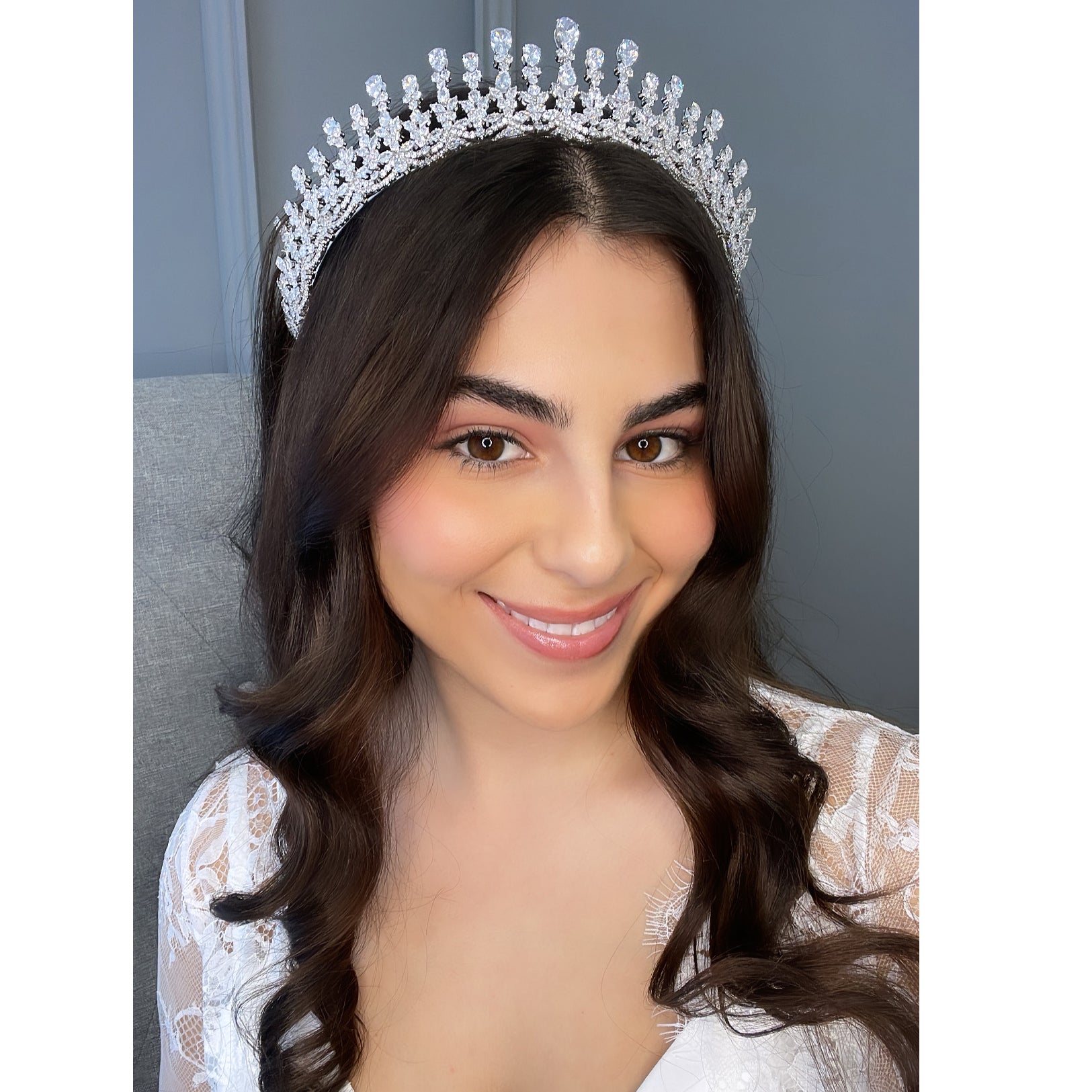 Emaline Bridal Crown Hair Accessories - Tiara & Crown  Silver  