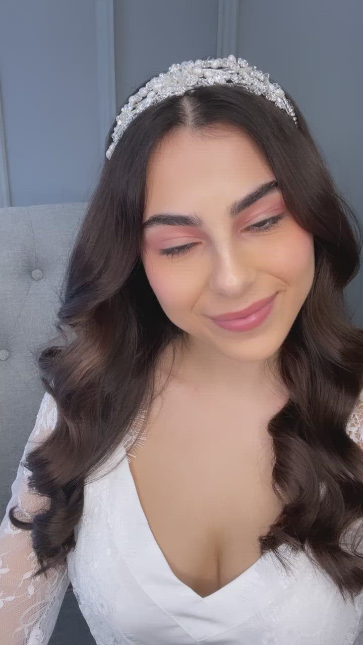 Nia Crystal Pearl Bridal Headband