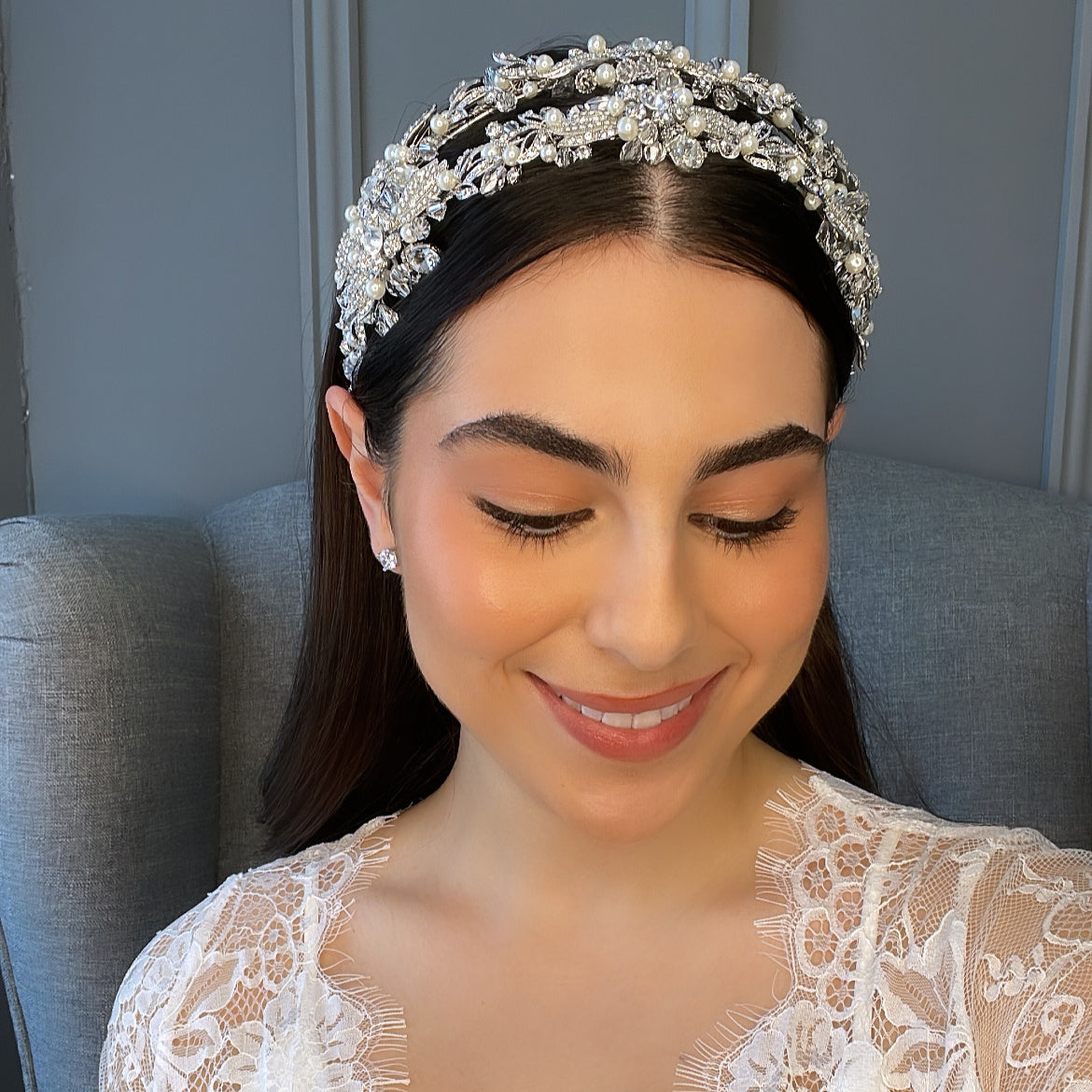 Azaria Double Bridal Headband Hair Accessories - Headbands,Tiara