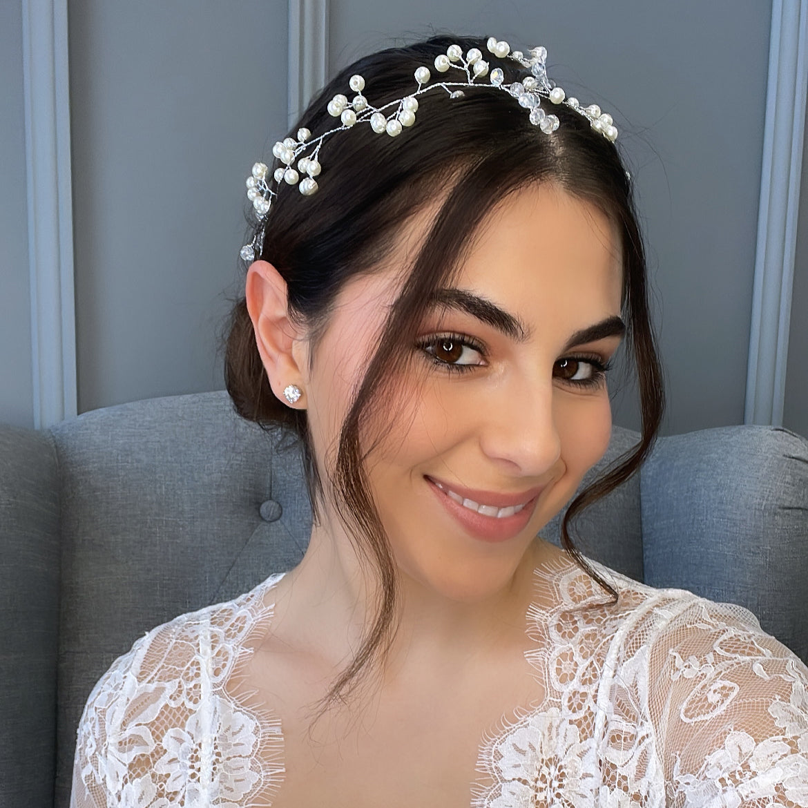 Claudia Pearl Bridal Hair Vine Hair Accessories - Headpieces