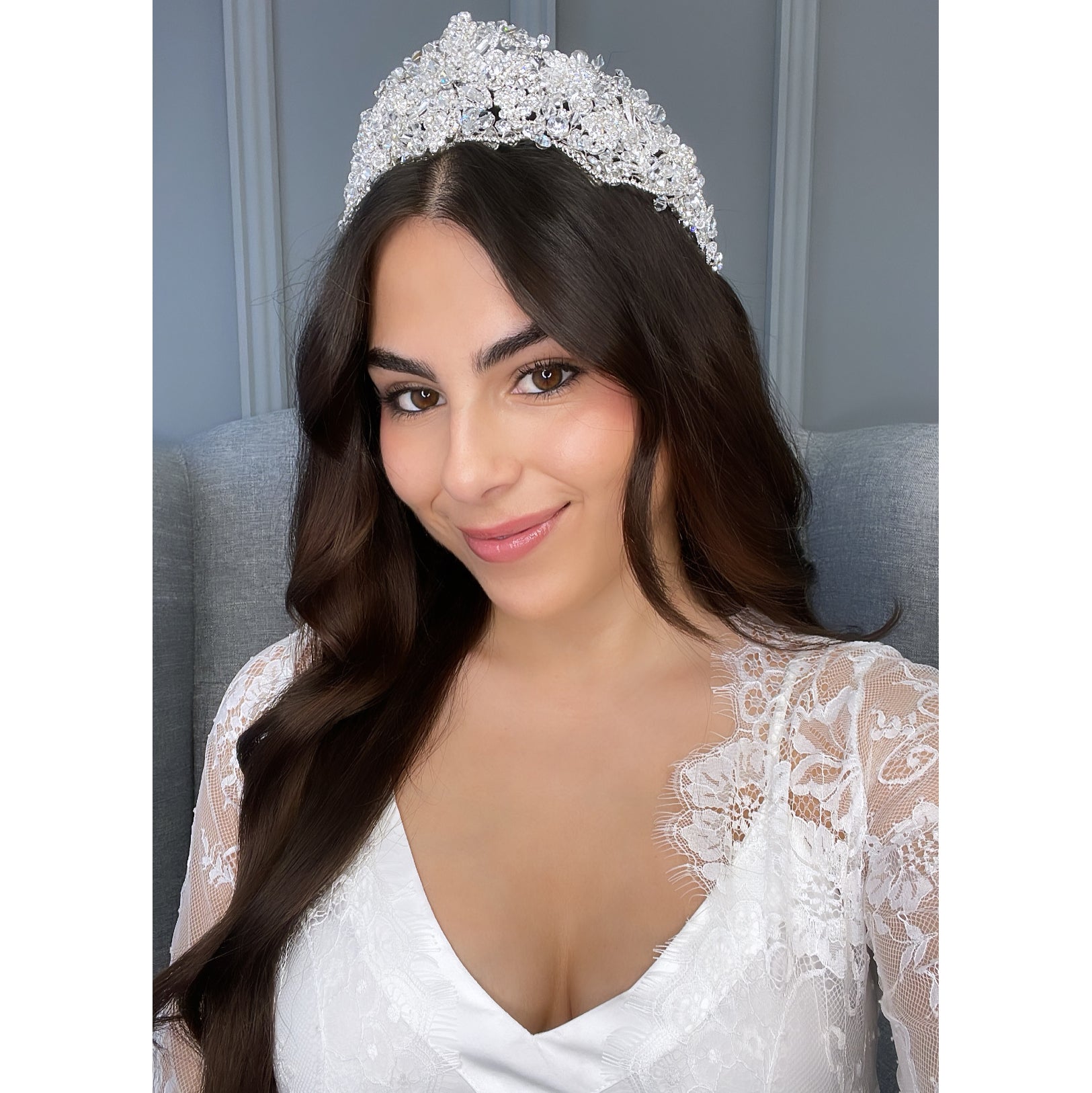 Vivi Bridal Crown Hair Accessories - Tiara & Crown  Silver  