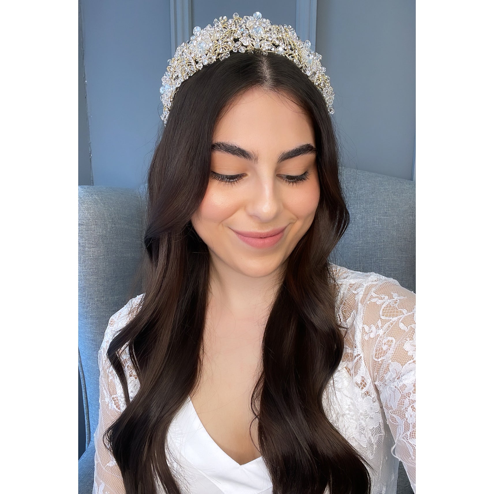 Japonica Crystal Bridal Crown Hair Accessories - Tiara & Crown