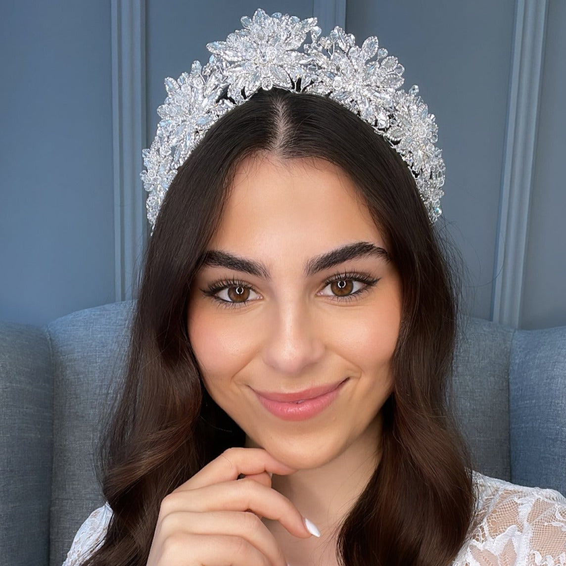 Ottilie Crystal Bridal Crown Hair Accessories - Tiara & Crown
