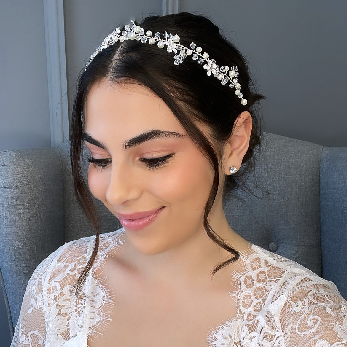 Eira Crystal Pearl Bridal Hair Vine Hair Accessories - Headpieces