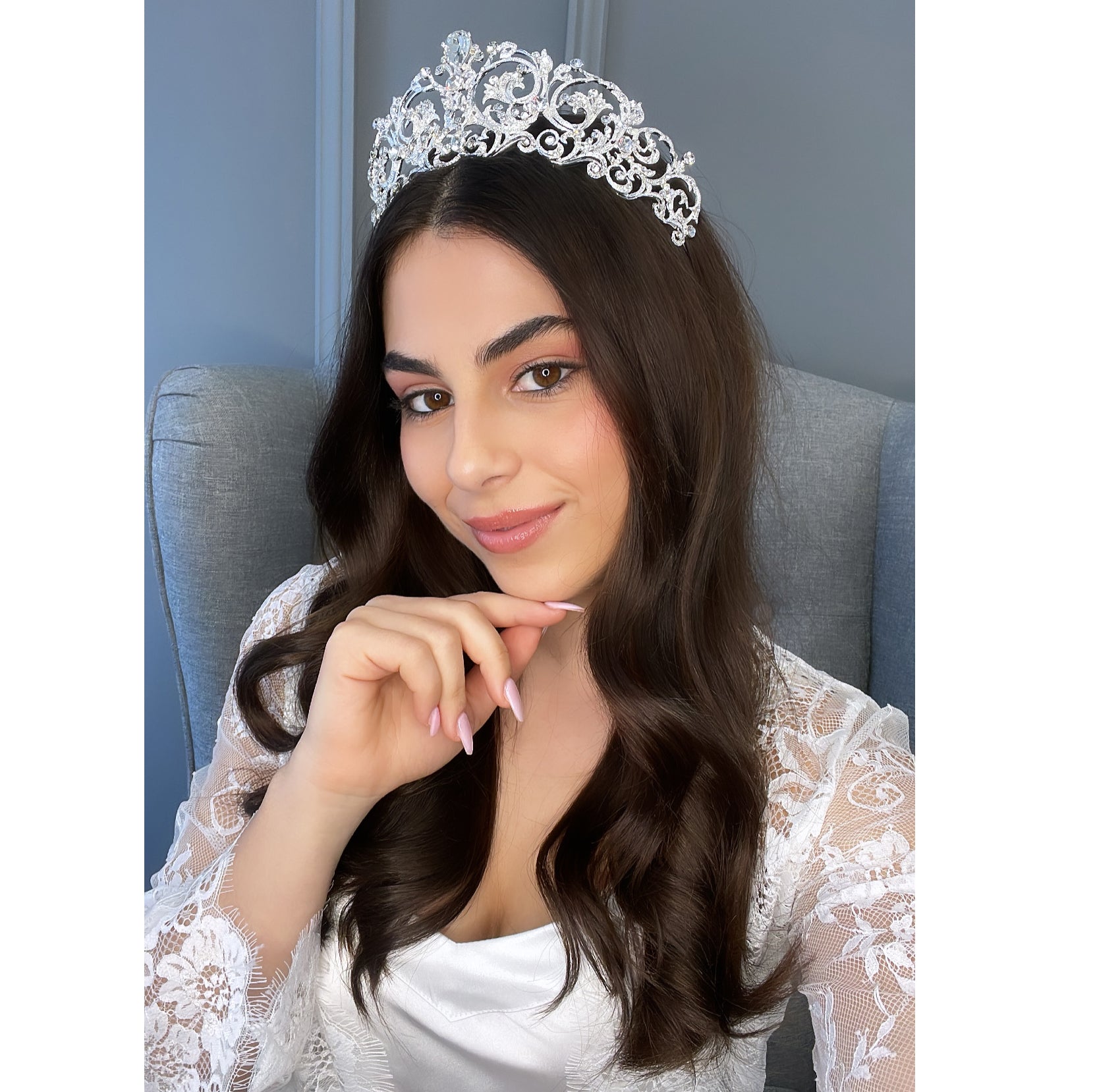 Lardine Crystal Bridal Crown Hair Accessories - Tiara & Crown