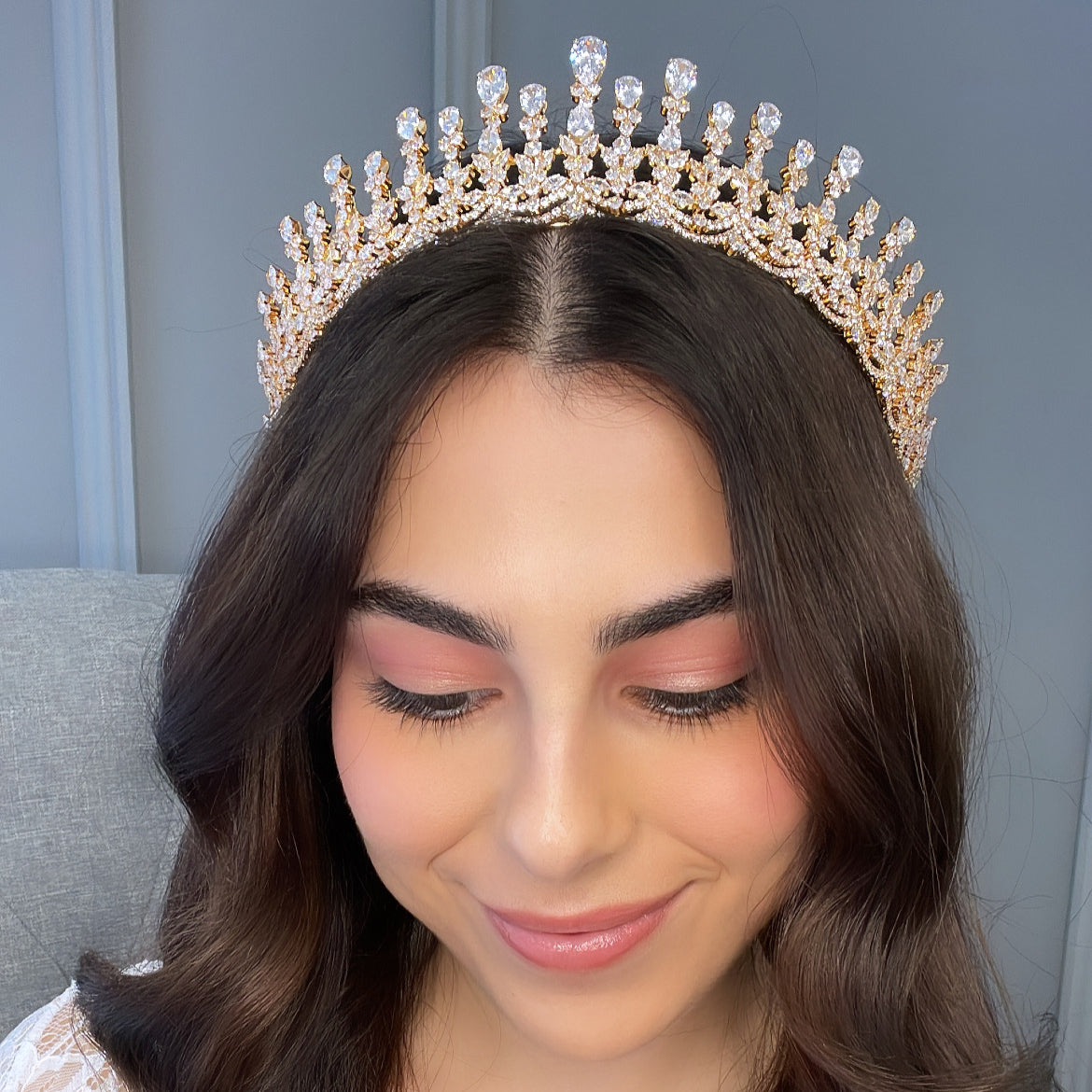 Emaline Crystal Bridal Crown Hair Accessories - Tiara & Crown