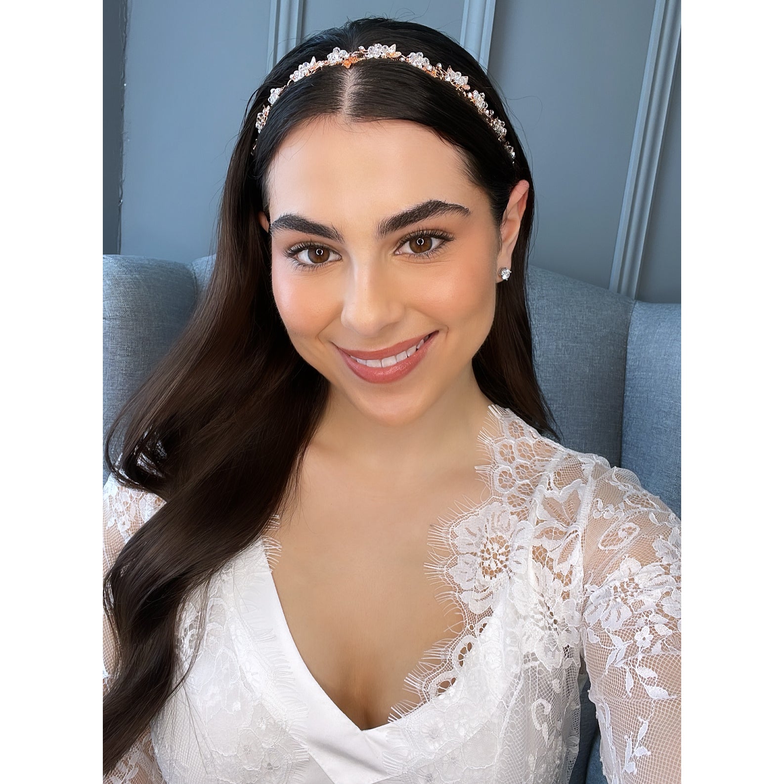 Bodin Crystal Bridal Vine Rose Gold Hair Accessories - Hair Vine