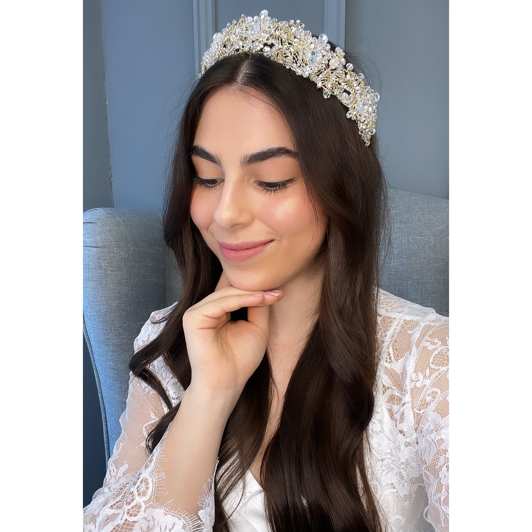 Japonica Crystal Bridal Crown Hair Accessories - Tiara & Crown