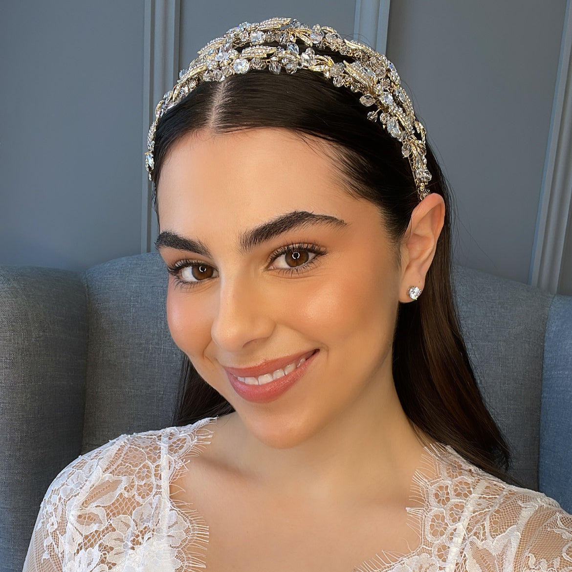 Azaria Double Bridal Headband Hair Accessories - Headbands,Tiara