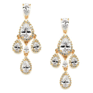 Adrienne Bridal Earrings - Gold Earrings - Long Drop    
