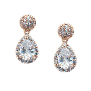 Alexandra Bridal Earrings - Light Rose Gold Earrings - Classic Short Drop    