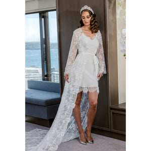 Anastasia Bridal Lace Robe with Long Train Bridal Robe - RTW    