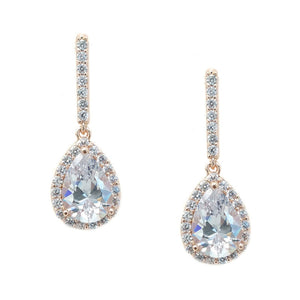 Aqua Bridal Earrings - Light Rose Gold Earrings - Classic Short Drop    