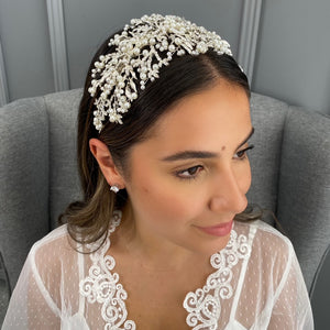 Aspen Bridal Flat Headpiece Hair Accessories - Headpieces  Silver with Pearls  