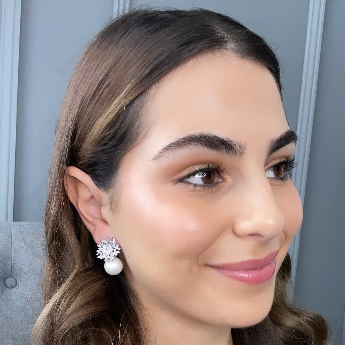 Augustine Pearl Bridal Earrings Earrings - Glamour Stud