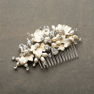 Berenice Bridal Hair Comb Gold Leaves Hair Accessories - Hair Comb    