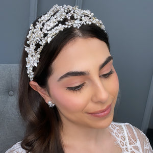 Lamia Bridal Flat Headpiece Hair Accessories - Headpieces  Silver  