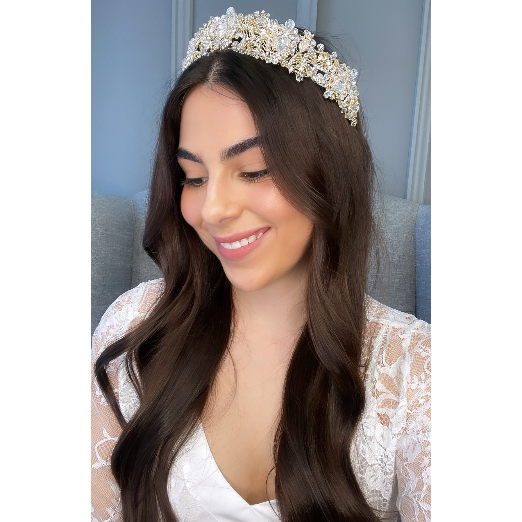 Japonica Crystal Bridal Crown Hair Accessories - Tiara & Crown