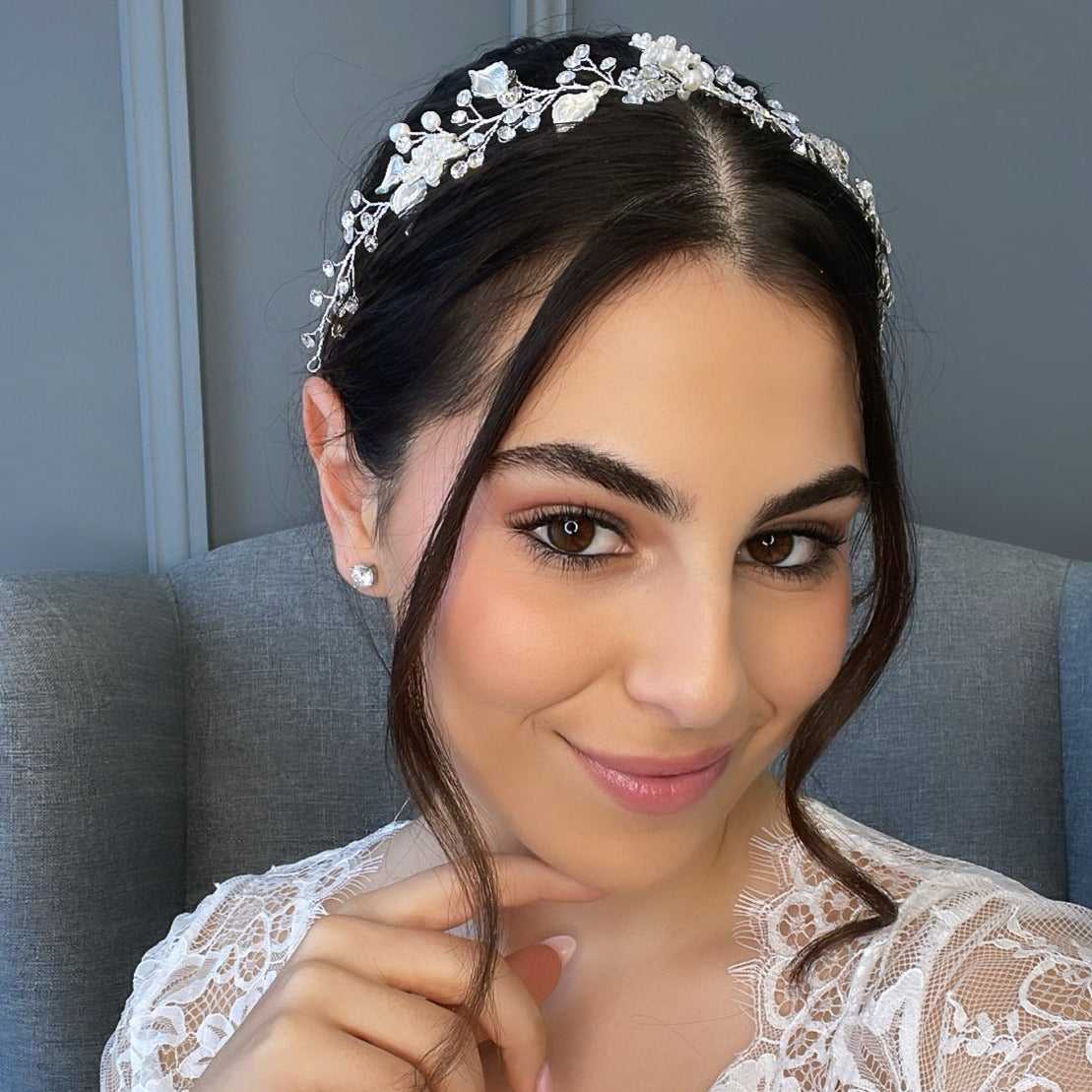 Fabienne Crystal Pearl Bridal Headband Hair Accessories - Headbands,Tiara