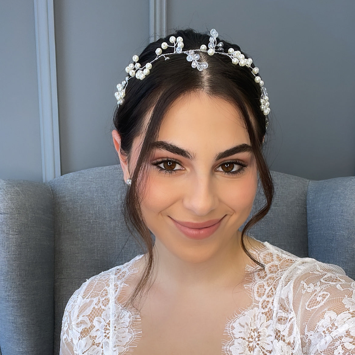 Claudia Pearl Bridal Hair Vine Hair Accessories - Headpieces