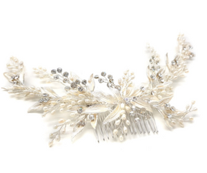 Cascata Bridal Headpiece - Silver Hair Accessories - Hair Comb    