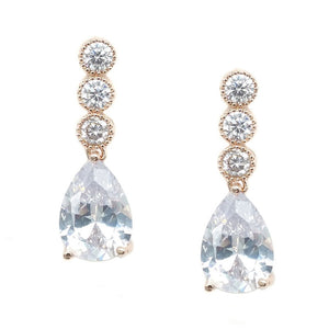 Catalina Bridal Earrings - Light Rose Gold Earrings - Long Drop    
