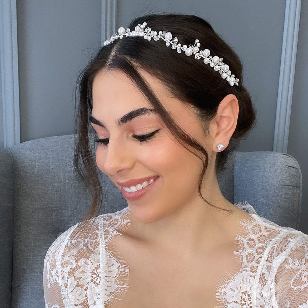 Madison Crystal Pearl Vine Hair Accessories - Headpieces