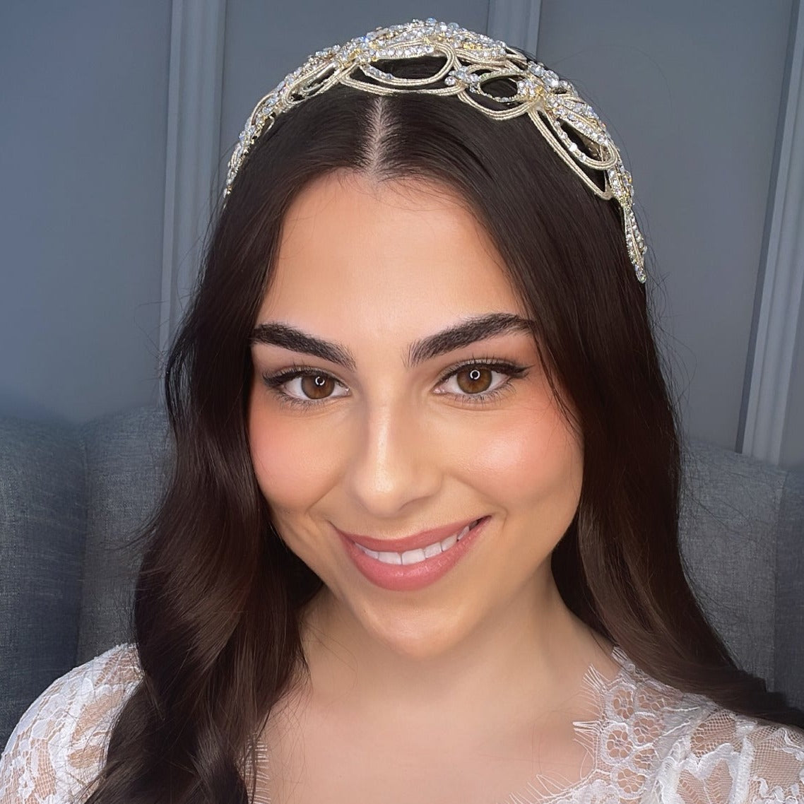 Natasha Luxe Headband Hair Accessories - Headbands,Tiara  Gold  