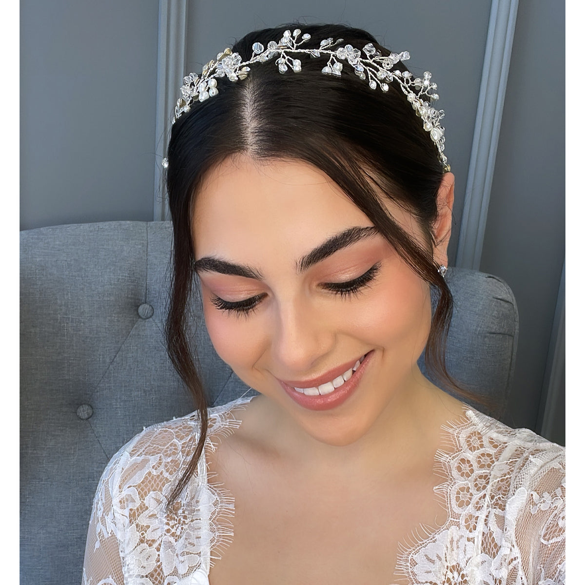 Sofia Crystal Pearl Bridal Hair Vine Hair Accessories - Headpieces