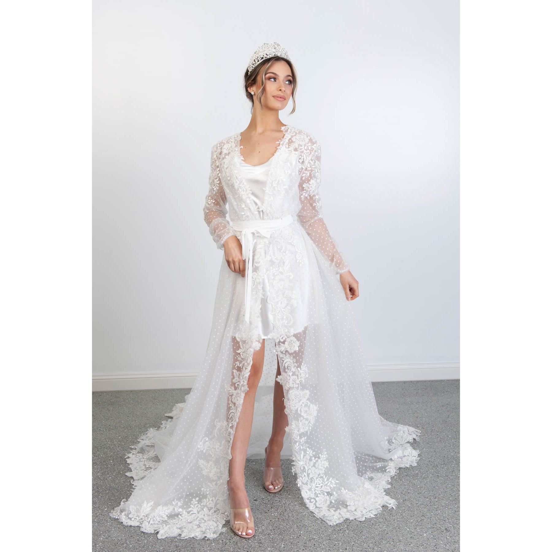 Veronique Beaded Lace Bridal Luxury Robe Bridal Lingerie - Robe