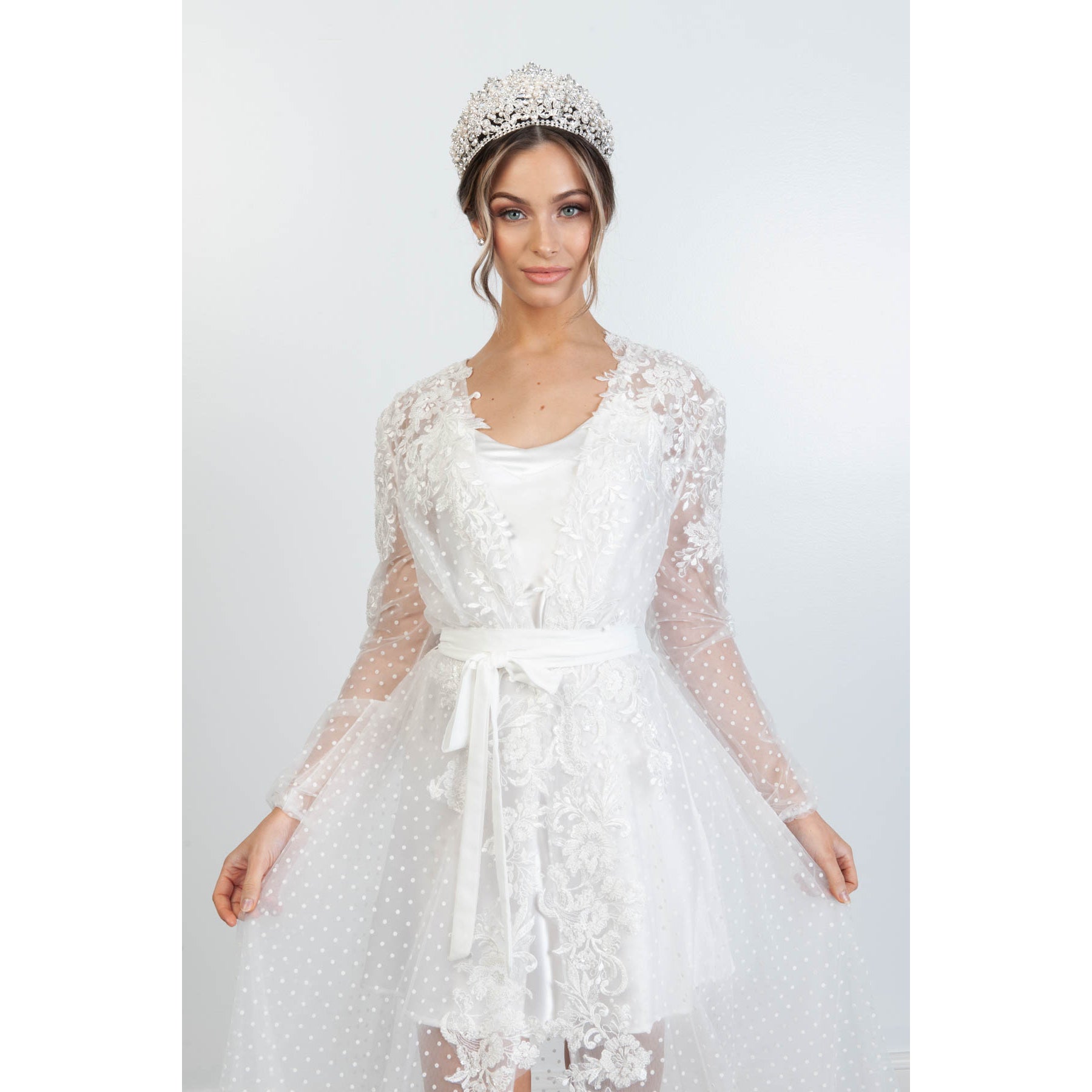 Veronique Beaded Lace Bridal Luxury Robe Bridal Lingerie - Robe