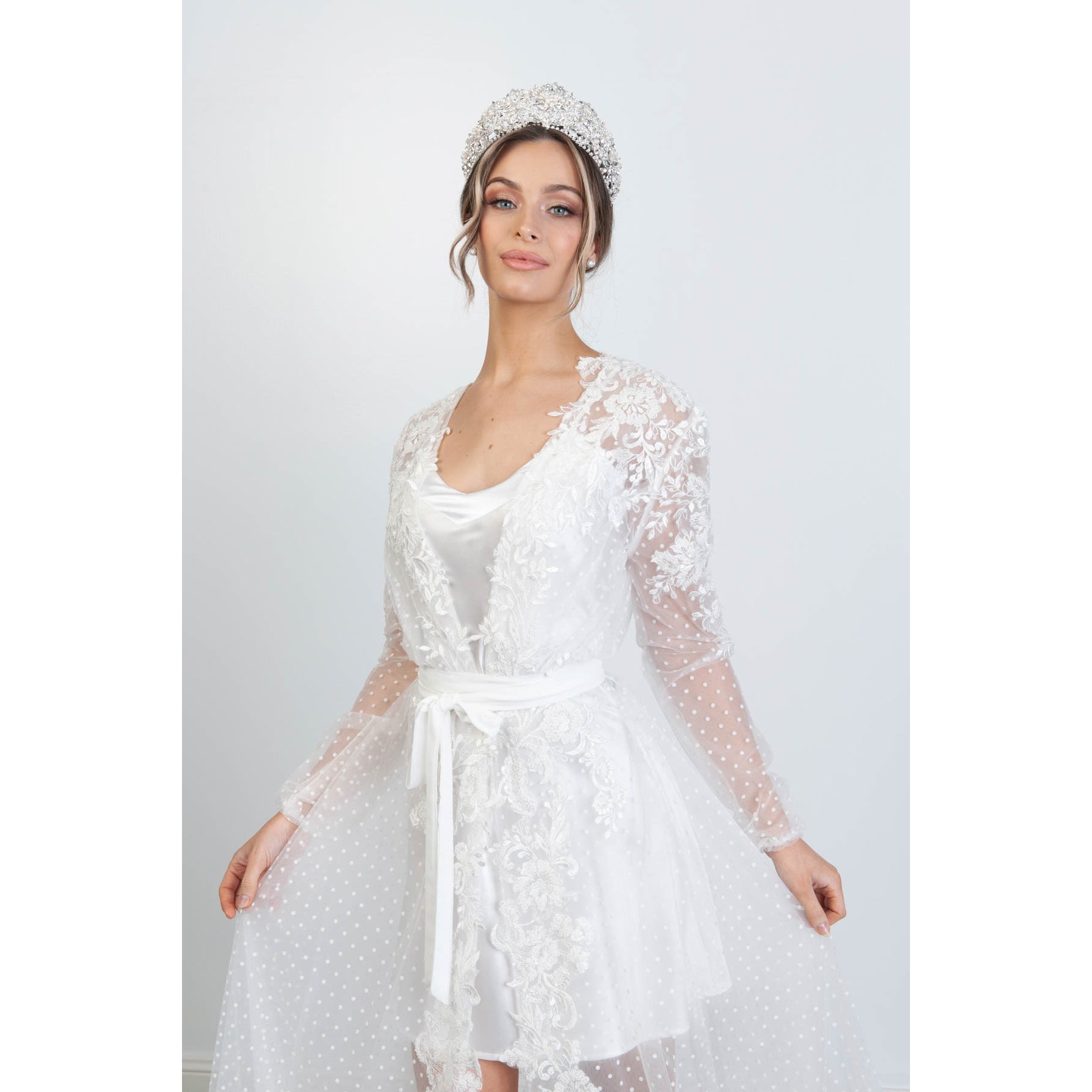 Veronique Beaded Lace Bridal Luxury Robe Bridal Lingerie - Robe