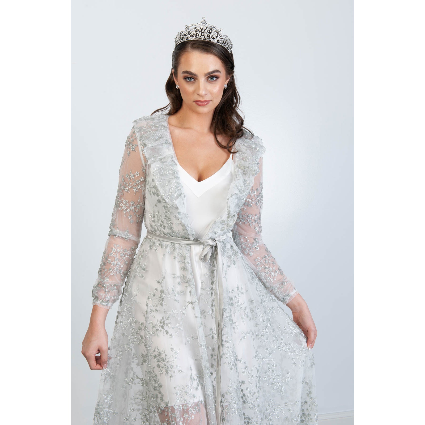 Arlo Bridal Luxury Robe (Silver) Bridal Lingerie - Robe