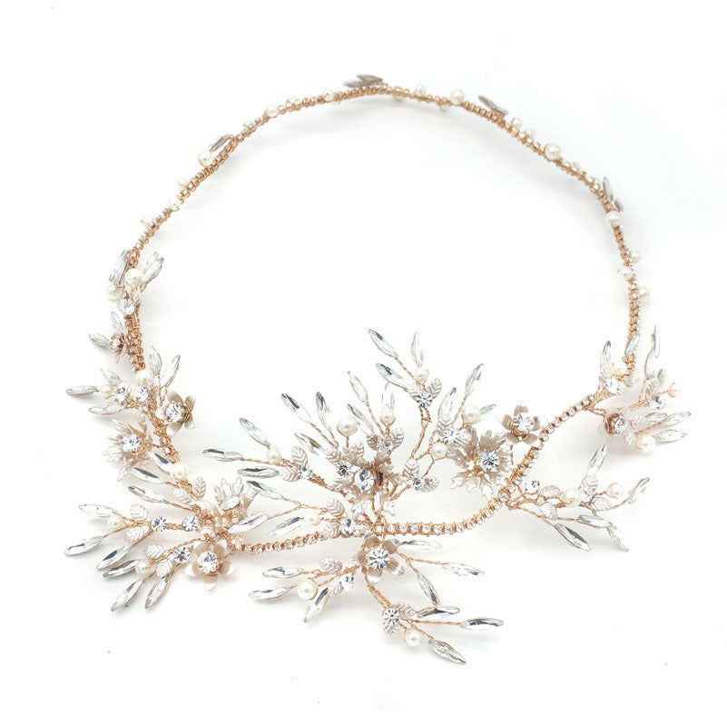 Leola Crystal Pearl Bridal Halo Hair Accessories - Bohemian Halo, Circlet