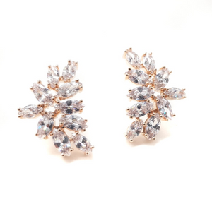 Deci Bridal Earrings - Rose Gold Earrings - Glamour Stud    