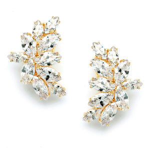 Decima Bridal Earrings - Gold (Clip On) Earrings - Glamour Stud    