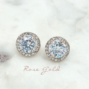 Delilah Bridal Earrings - Rose Gold Earrings - Classic Stud    
