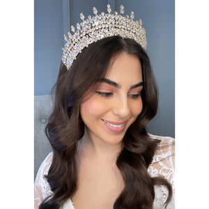 Arabella Bridal Crown Hair Accessories - Tiara & Crown  Gold  