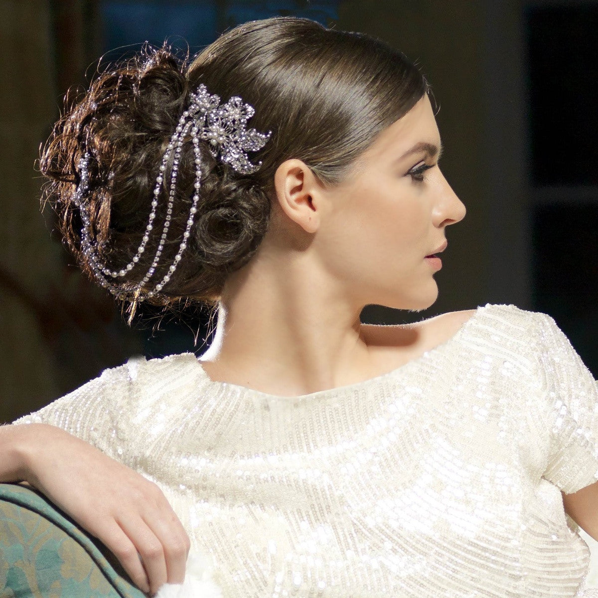 Touquet Crystal Pearl Bridal Hair Vine Hair Accessories - Headpieces