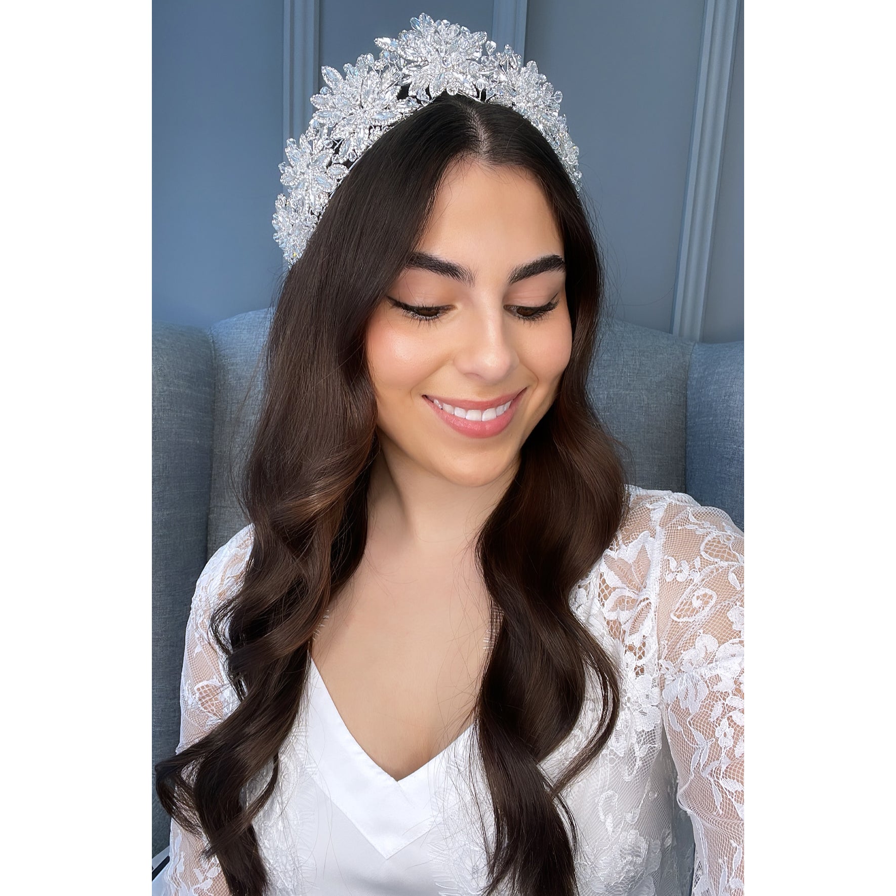 Ottilie Crystal Bridal Crown Hair Accessories - Tiara & Crown