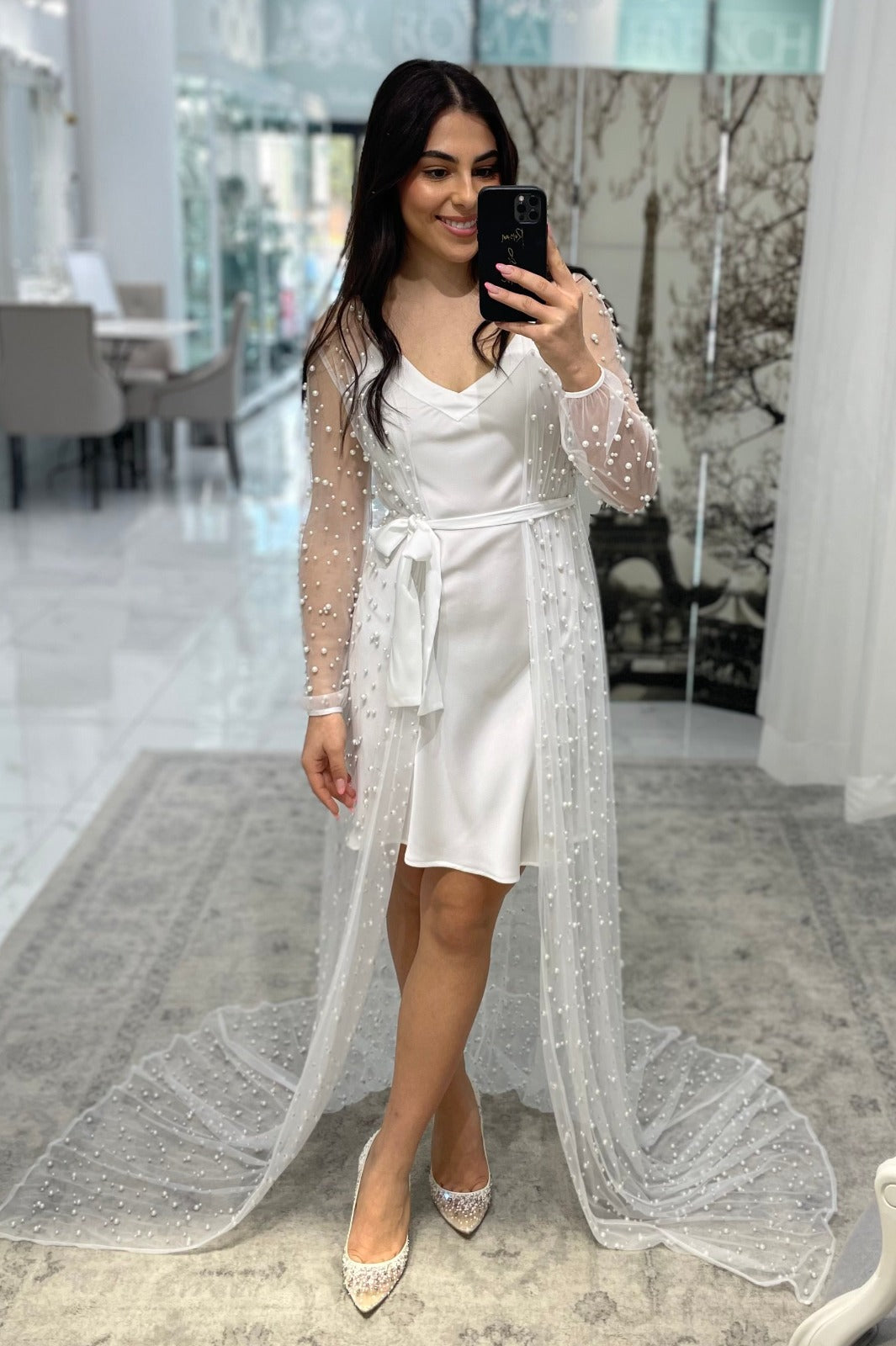 Lunetta Pearl Bridal Robe - Limited Edition Bridal Robe - RTW    