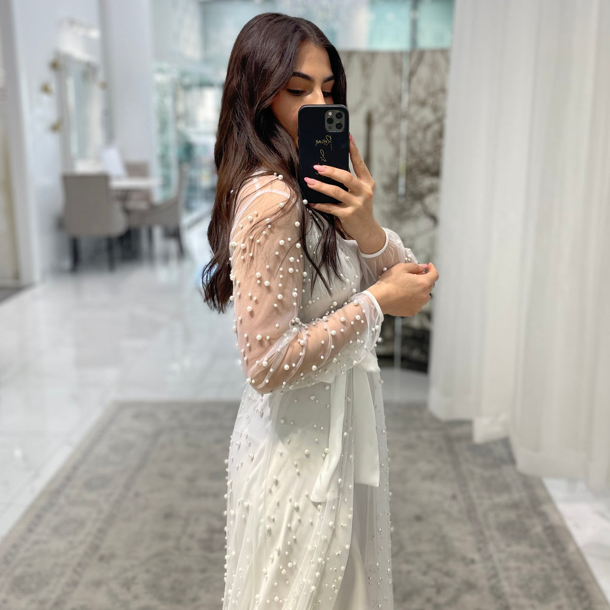 Lunetta Pearl Bridal Robe Bridal Robe - RTW