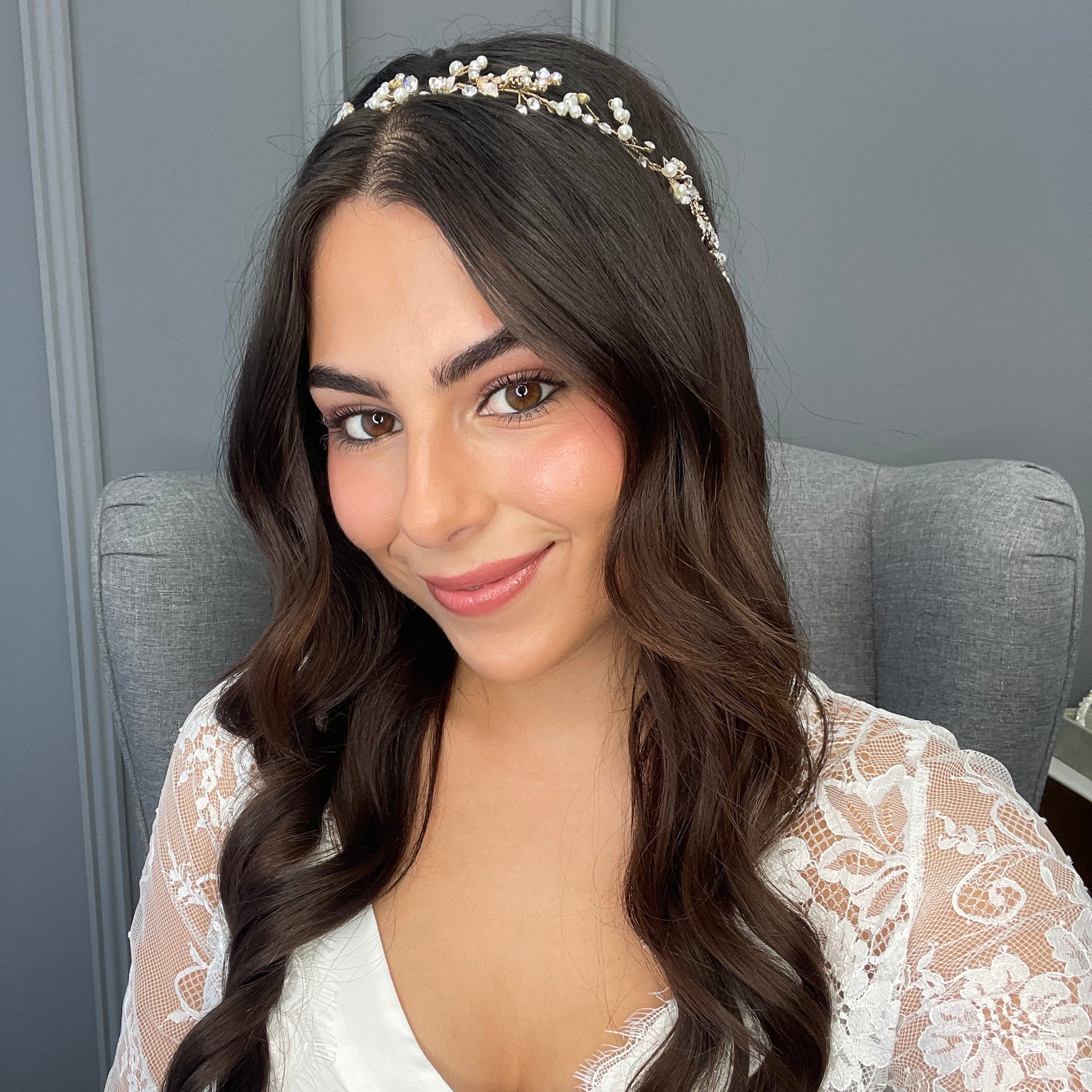 Ivie Crystal Pearl Bridal Hair Vine Hair Accessories - Headpieces