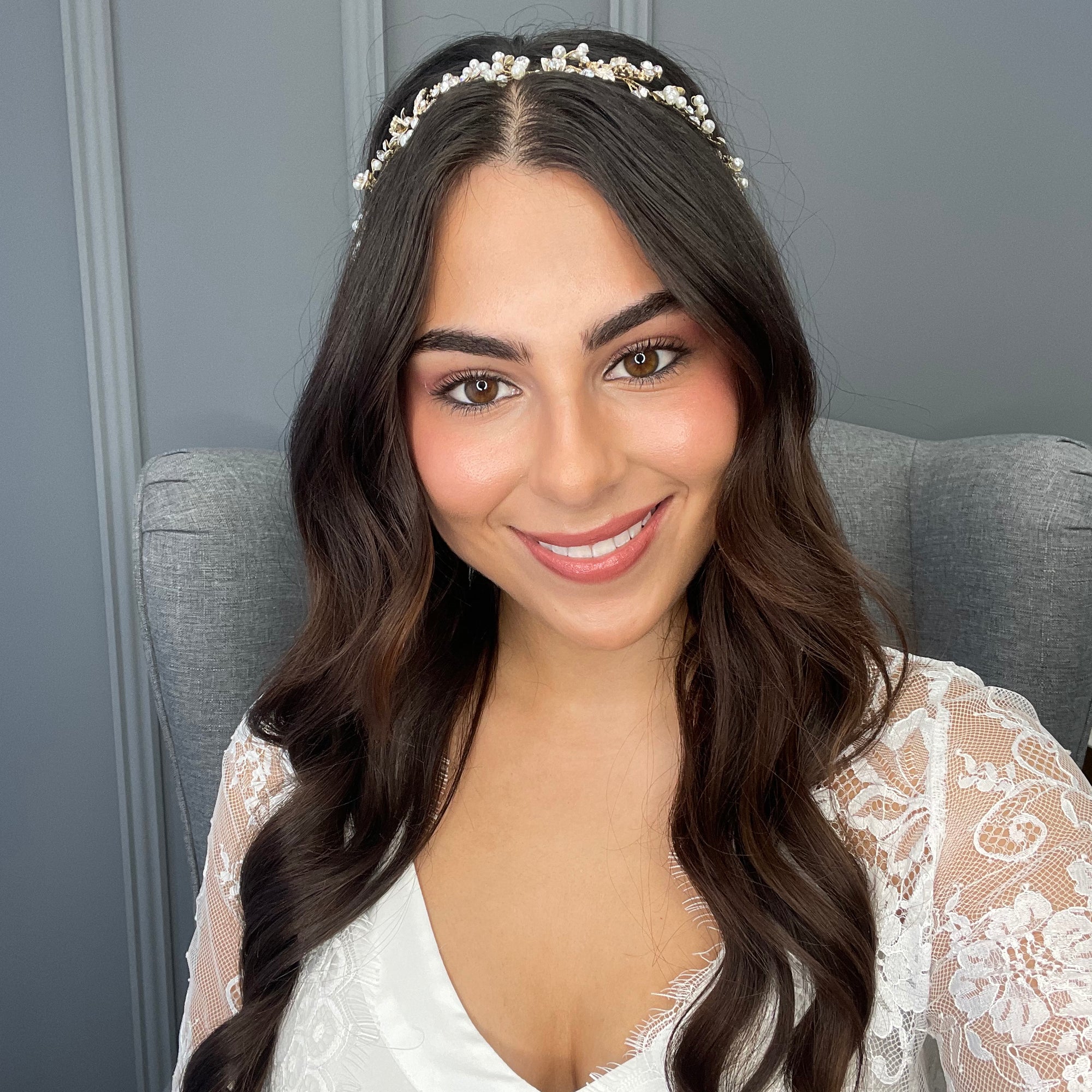 Ivie Crystal Pearl Bridal Hair Vine Hair Accessories - Headpieces