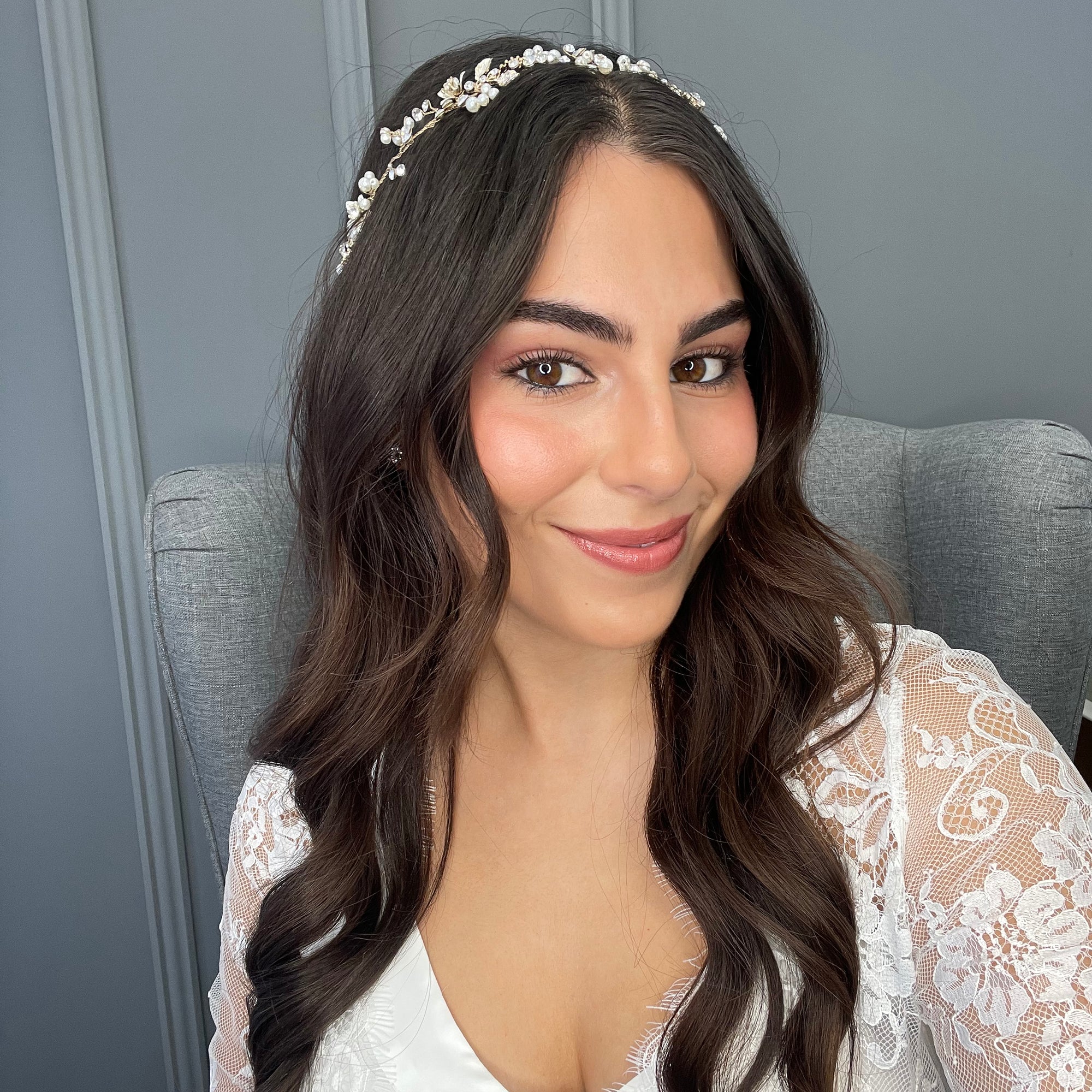 Ivie Crystal Pearl Bridal Hair Vine Hair Accessories - Headpieces